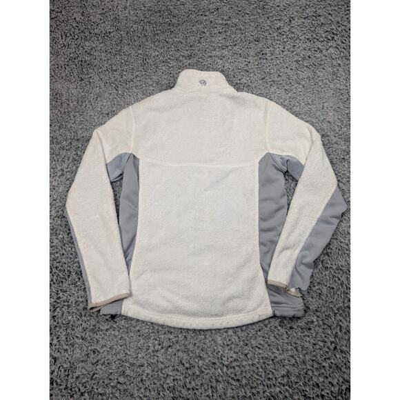 Mountain Hardware Jacket Women Small Gray White Fleece Fuzzy Full Zip Chore - Picture 8 of 9
